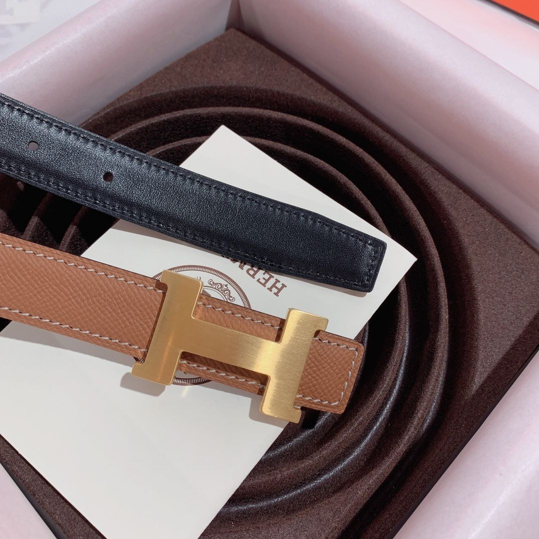 S08421 BROWN/GOLD HERMES BELT 2.5CM