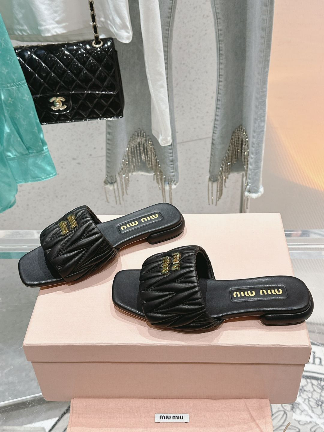S116877 Black MiuMiu Slippers