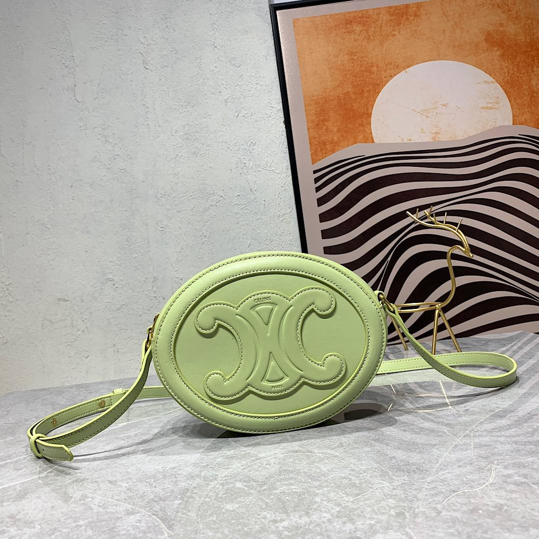 S45172 GREEN CELINE OVAL CUIR TRIOMPHE