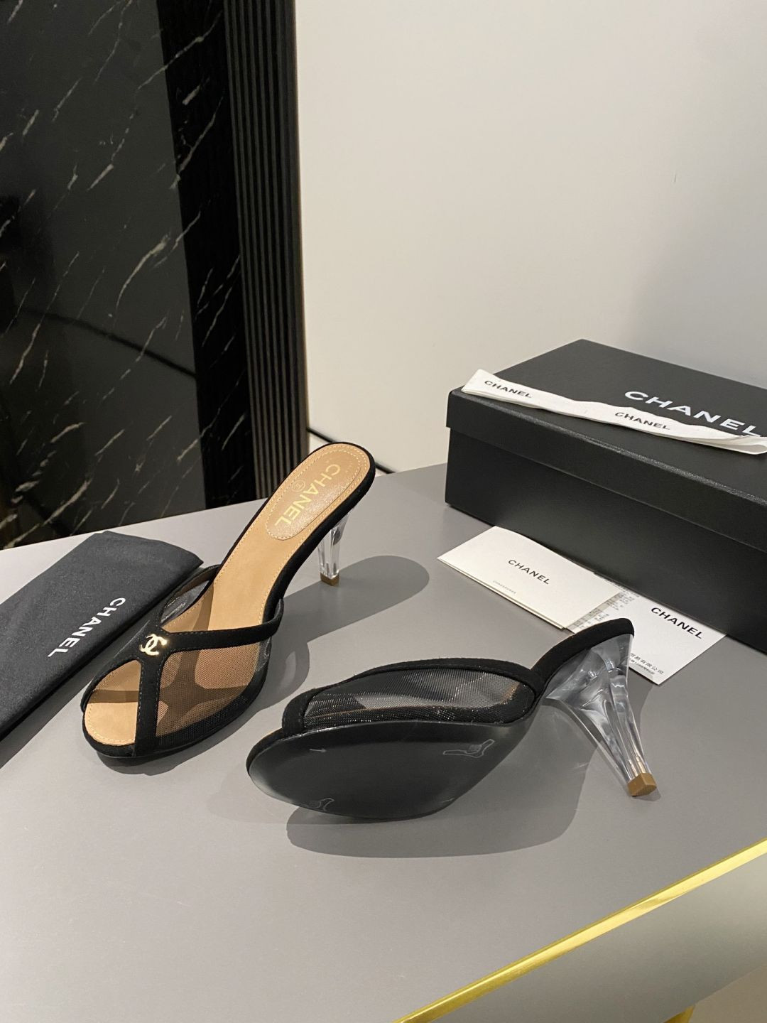 S123614 BLACK CHANEL HEELS