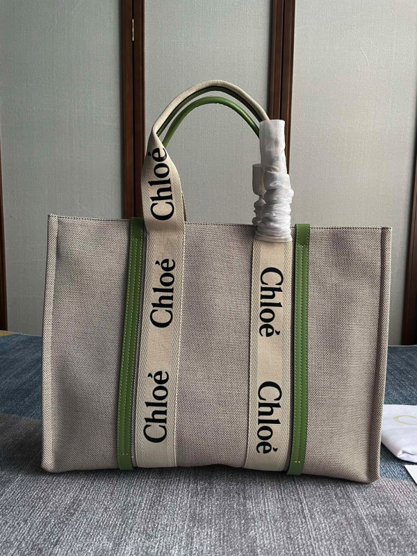 S48862 CHLOE GREEN WOODY TOTE BAG