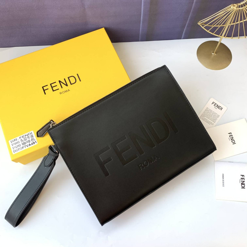 F7VA491 FENDI BLACK ROMA CLUTCH 27cm